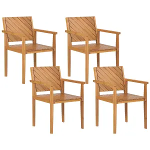 Set of 4 Garden Chairs BARATTI Acacia Wood Light Wood