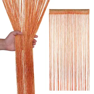 String Curtain Panel Spaghetti Tassel Curtain, 200cm x 90cm - Orange