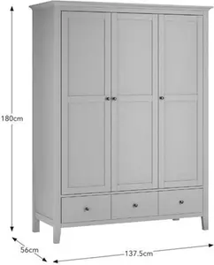 Dunelm Lynton Triple Wardrobe, Farmhouse, Lynton Natural