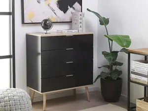 Beliani Modern 4 Drawer Chest Black WALPI