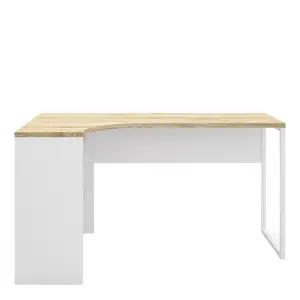 Function Plus Corner Desk 2 Drawers in White and Oak