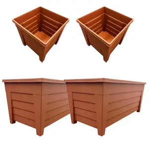 2 Terracotta Grosvenor Troughs & 2 Terracotta Grosvenor Flower Planters For Home & Garden