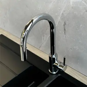 Liquida EPO11CH Single Lever Pull Out Mono Mixer Chrome Kitchen Mixer Tap