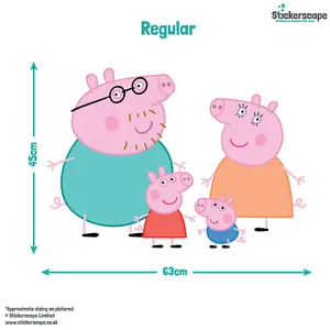 Stickerscape Peppa Pig Family Wall Sticker (Regular Size) Children's Bedroom Playroom Décor Self-Adhesive Removable