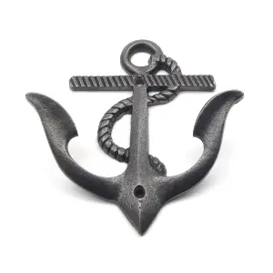 Oakcrafts - Antique Cast Iron Anchor Design Double Coat Hook - 135mm High