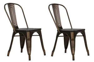 Fusion Dining Chair in Metal Antique Bronze, 2 pieces