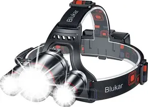 Blukar Head Torch Rechargeable, 8000L Super Bright Headlamp With 3 Lights 5 Modes, 4400Mah Capacity Up To 18Hrs Runtime - IPX6 Waterproof Adjustable