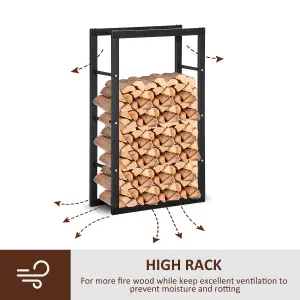 HOMCOM 100cm Metal Firewood Log Holder Rack Elevated Design, Base Side Rails