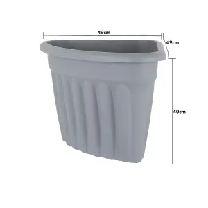 Wham 4x Vista Plastic Planter, Corner Garden Plant Pot, Large Floor Pot (49cm, 49L, Pack of 4) Made in UK (Upcycle Grey)