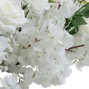 White Artificial Rose Flowers Wedding Centerpieces  100cm(L)