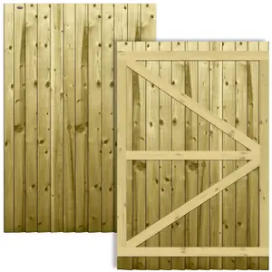 Premier Garden Supplies Pedestrian Gate 180cm (6ft) High x 120cm Wide Feather Edge Flat Top Fully Framed Single Swing Gate