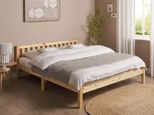 Wooden EU King Size Bed Light FLORAC