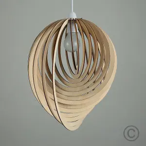 ValueLights Lenko Modern Droplet Shaped Wooden Spiral Design Self Assembly Ceiling Pendant Light Shade