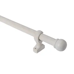 Matt White Non extendable Ball Single curtain pole set, (L)1.5m (Dia)28mm