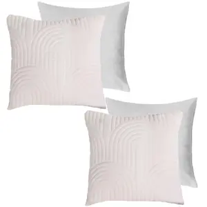 OHS 2 Pack Arches Pinsonic Filled Cushion Covers, Cream - 45 x 45cm