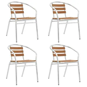 Berkfield Stackable Garden Chairs 4 pcs Aluminium and WPC Silver