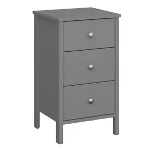 Valenca Satin grey MDF 3 Drawer Bedside table (H)699mm (W)400mm (D)382.4mm