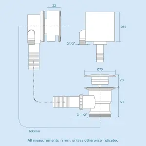 Nes Home Olive 3 Way Square Concealed Thermostatic Hand Held Bath Shower 300 Slim Head