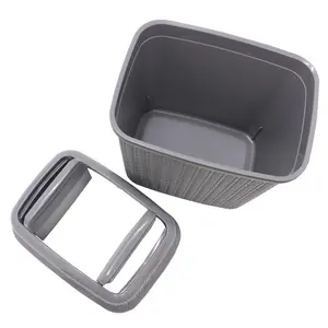 JVL Knit Design Loop Plastic Push Top Bin, Grey