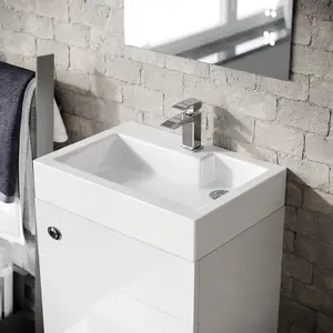 Nes Home 500mm Gloss White Two-In-One Combined Wash Basin & Toilet - Freestanding