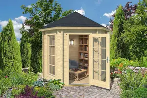 Inverness 44-Log Cabin, Wooden Garden Room, Timber Summerhouse, Home Office - L320 x W277.1 x H289.6 cm