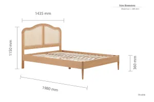 Birlea Leonie Double Rattan Bed Oak