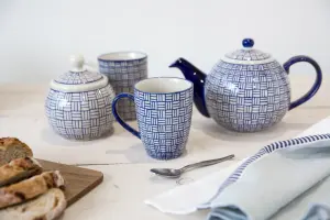 London Pottery Set Of 4 Tulip Mugs Blue