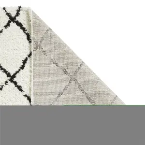 White Black Shaggy Moroccan Modern Geometric Rug for Living Room Bedroom and Dining Room-120cm X 170cm