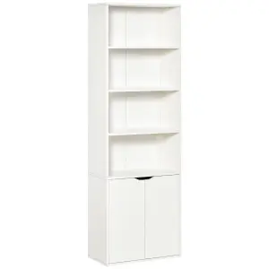 HOMCOM 2 Door 4 Shelves Bookcase Wooden Storage Cabinet Display Unit White