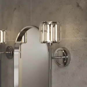 GoodHome Antpitta Chrome effect Wired LED Bathroom wall light