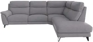 Contempo 3 Seater Right Hand Facing Chaise End Fabric Power Recliner Sofa - R27 Pewter