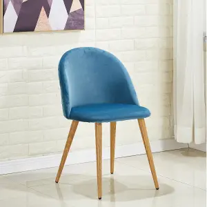 Single Lucia Velvet Dining Chairs Upholstered Dining Room Chairs, Blue