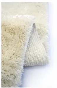 Soft Washable Collection Plain Design Shaggy Rug in Ivory  SA-01