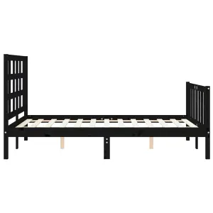 Berkfield Bed Frame with Headboard Black 120x200 cm Solid Wood