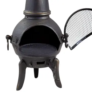 Bentley 120cm Extra-Large Open Bowl Mesh Cast Iron Patio Chiminea Heater Black