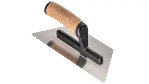 Toolty Flexible Trapezoidal Trowel with Cork Handle on Polyamide Foot 240mm Stainless Steel for Finishing Plastering Smoothing DIY