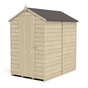 Forest Garden Overlap 6x4 ft Apex Wooden Pressure treated Shed with floor