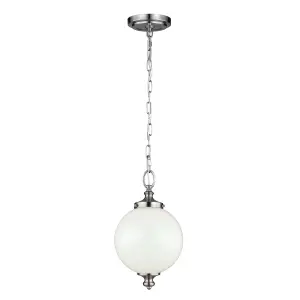 1 Bulb Ceiling Pendant Light Fitting Brushed Steel LED E27 60W Bulb