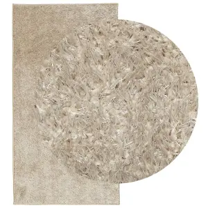 Rug ISTAN High Pile Shiny Look Beige 80x150 cm