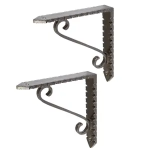 Hammer & Tongs Notched Scroll Iron Shelf Bracket - D105mm - Raw - Pack of 2