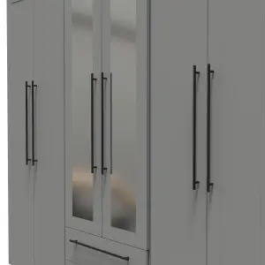 Howard Tall 6 Door 2 Drawer 2 Mirror Wardrobe in Dusk Grey (Ready Assembled)