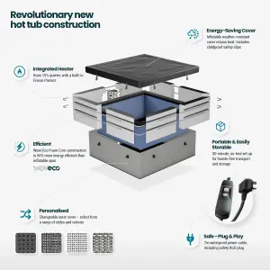 Wave Garda 4-Person Eco Foam Hot Tub, Integrated Heater, Flint Grey