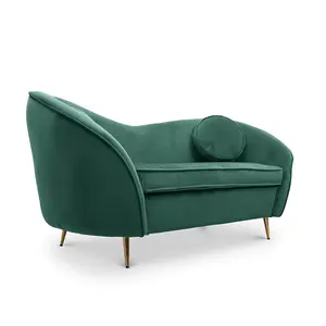 2 Seater Loveseat Small Sofa in Velvet Emerald Green Fabric