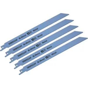 5-Pack 230mm Bi-Metal Reciprocating Saw Blades with 24 TPI and Milled Teeth