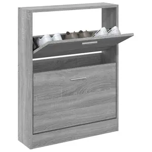 Berkfield Shoe Cabinet Grey Sonoma 59x17x81 cm Engineered Wood