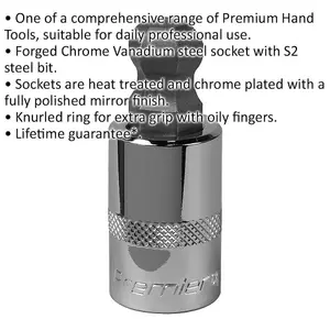 High-Quality 14mm Ball-End Hex Socket Bit - Chrome Vanadium Steel - 1/2" Drive