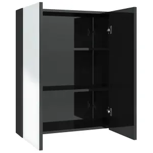 Berkfield Bathroom Mirror Cabinet 60x15x75 cm MDF Shining Black