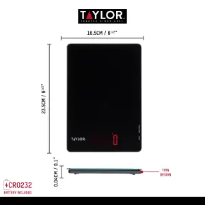 Taylor Pro Black Glass 5kg Digital Dual Kitchen Scale