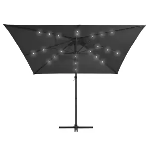 Berkfield Cantilever Umbrella with LED lights and Steel Pole 250x250 cm Anthracite