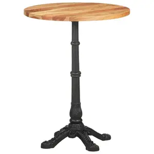 Gottschalk Round Solid Wood Top Metal Base Dining Table Brown